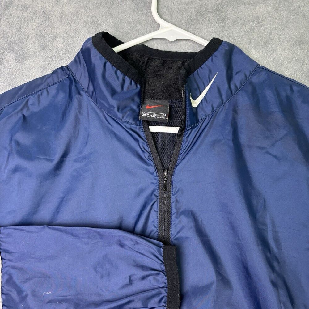 Vintage Nike 1/2 Zip‎ Windbreaker Jacket Large Blue Center Back Neck Swoosh
